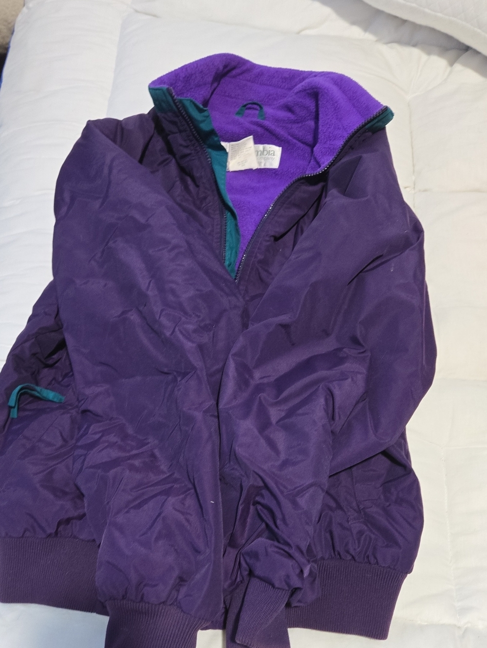 Columbia Women's Purple Bomber Jacket with Teal Accents